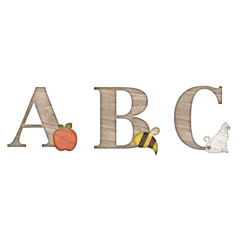 Elementary ABC Black Modern Wood Framed Art Print by SD Graphics Studio