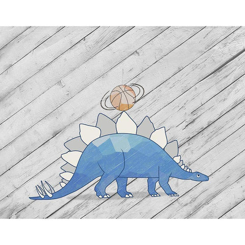 Dino Basketball I White Modern Wood Framed Art Print by SD Graphics Studio