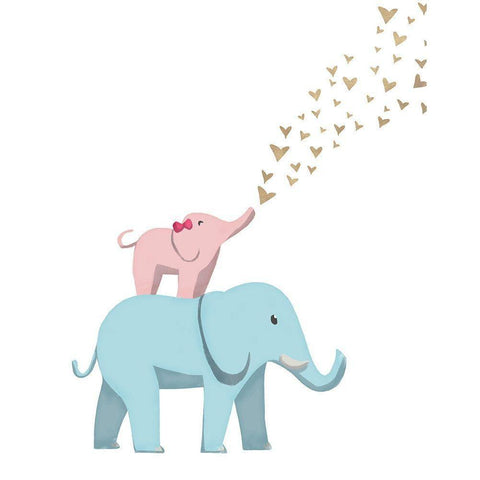 Elephant Love White Modern Wood Framed Art Print by SD Graphics Studio