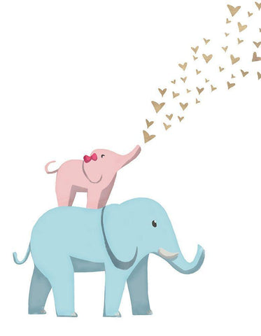 Elephant Love White Modern Wood Framed Art Print with Double Matting by SD Graphics Studio