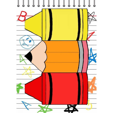 School Scribble II Gold Ornate Wood Framed Art Print with Double Matting by SD Graphics Studio