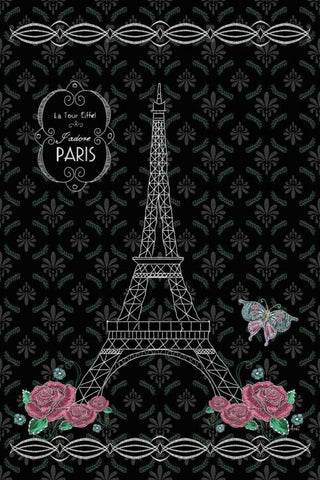 Parisian Tour Eiffel Tower Black Ornate Wood Framed Art Print with Double Matting by Metz, Andi