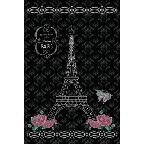 Parisian Tour Eiffel Tower Black Modern Wood Framed Art Print by Metz, Andi
