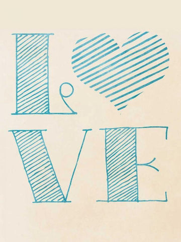 Love Blue Heart White Modern Wood Framed Art Print with Double Matting by SD Graphics Studio