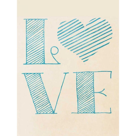 Love Blue Heart White Modern Wood Framed Art Print by SD Graphics Studio