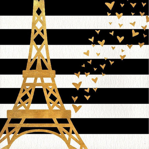 Eiffel Tower Love White Modern Wood Framed Art Print with Double Matting by SD Graphics Studio