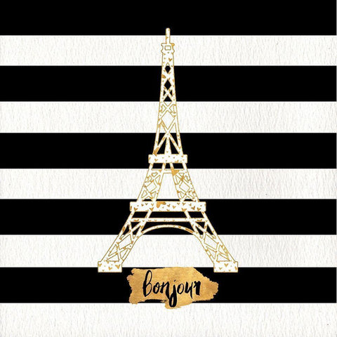 Gold Paris Collection II White Modern Wood Framed Art Print with Double Matting by SD Graphics Studio