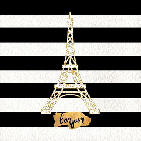 Gold Paris Collection II Black Modern Wood Framed Art Print with Double Matting by SD Graphics Studio