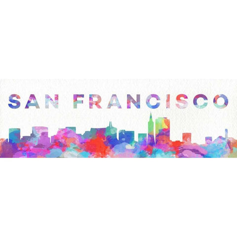 San Francisco Watercolor Skyline Black Modern Wood Framed Art Print by SD Graphics Studio