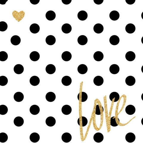 Love with Dots Black Modern Wood Framed Art Print with Double Matting by SD Graphics Studio