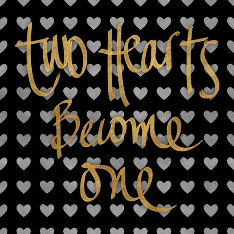 Two Hearts Become One Pattern Gold Ornate Wood Framed Art Print with Double Matting by Studio, Sd Graphics