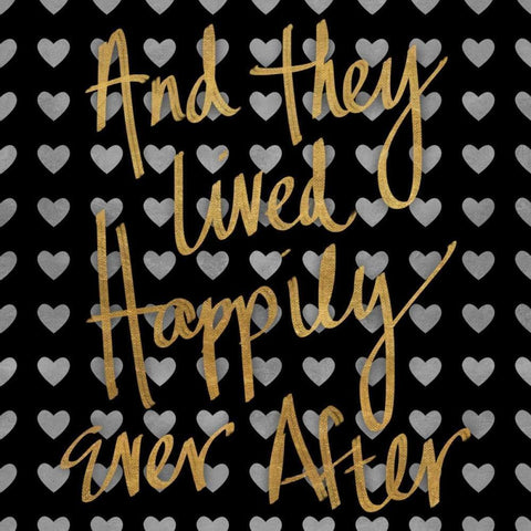 Happily Ever After Pattern Black Modern Wood Framed Art Print with Double Matting by Studio, Sd Graphics