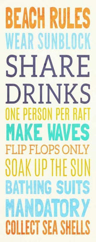 Beach Rules I Black Ornate Wood Framed Art Print with Double Matting by Studio, Sd Graphics