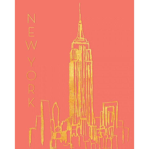 New York on Coral Gold Ornate Wood Framed Art Print with Double Matting by Biscardi, Nicholas