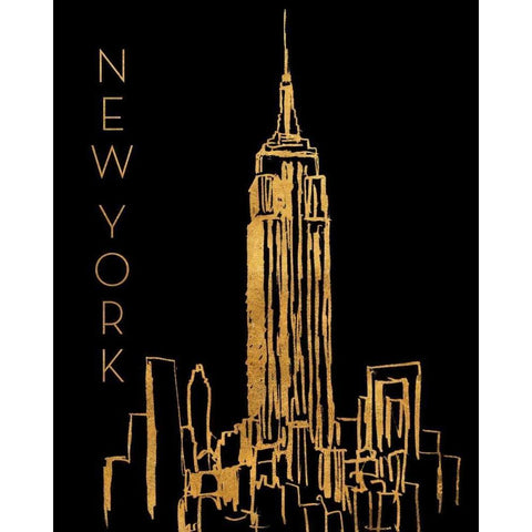 New York on Black White Modern Wood Framed Art Print by Biscardi, Nicholas