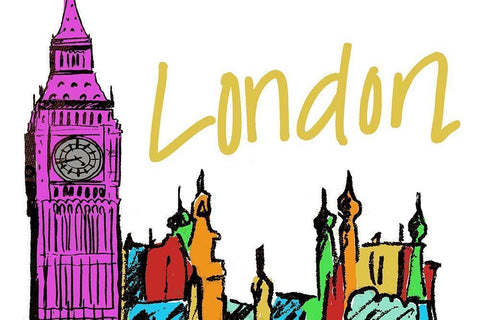 Vibrant London Black Ornate Wood Framed Art Print with Double Matting by Biscardi, Nicholas