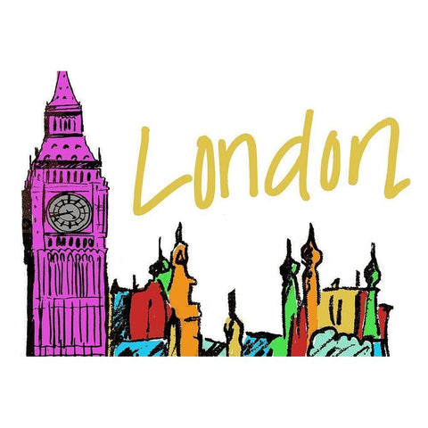 Vibrant London Black Modern Wood Framed Art Print by Biscardi, Nicholas