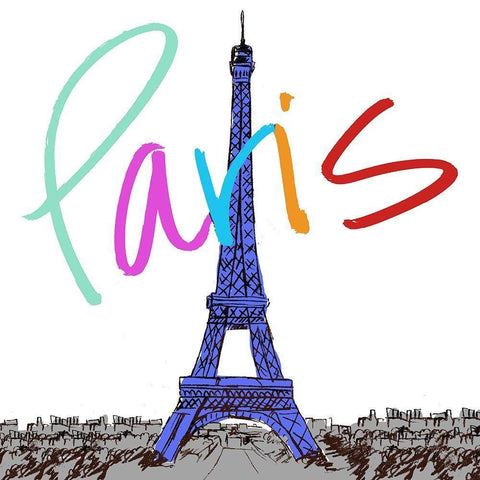 Vibrant Paris White Modern Wood Framed Art Print with Double Matting by Biscardi, Nicholas