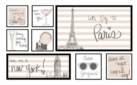 Travel Pack Neutral Black Ornate Wood Framed Art Print with Double Matting by Biscardi, Nicholas