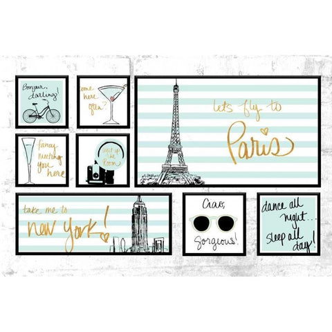Travel Pack Teal Black Modern Wood Framed Art Print by Biscardi, Nicholas