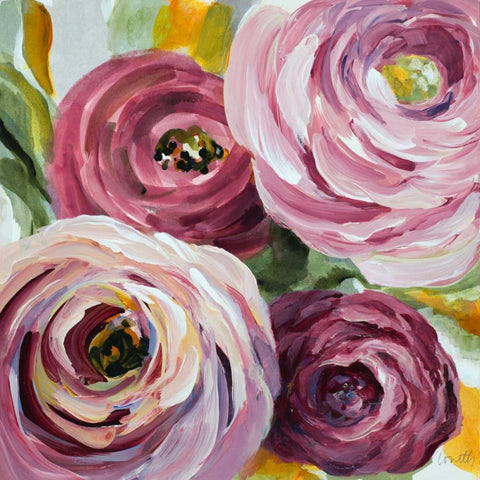 Ranunculus Rosa II Black Ornate Wood Framed Art Print with Double Matting by Loreth, Lanie