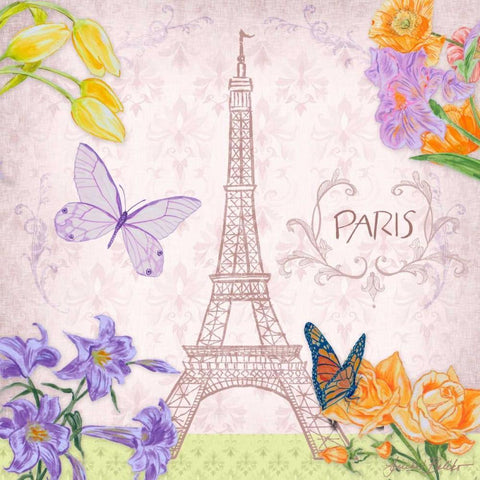 Parisian Meadow I Black Modern Wood Framed Art Print with Double Matting by Baliko, Linda