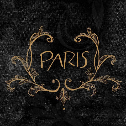 Elegant Paris Gold I Black Ornate Wood Framed Art Print with Double Matting by Baliko, Linda