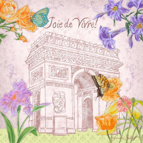 Parisian Meadow II Black Ornate Wood Framed Art Print with Double Matting by Baliko, Linda