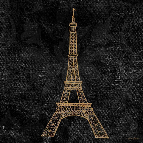 Elegant Paris Gold III Black Modern Wood Framed Art Print with Double Matting by Baliko, Linda