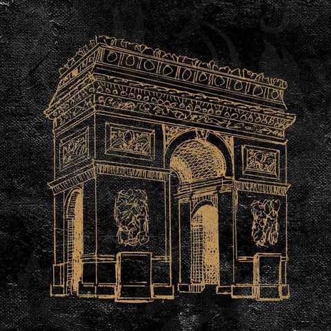 Elegant Paris Gold IV Black Ornate Wood Framed Art Print with Double Matting by Baliko, Linda