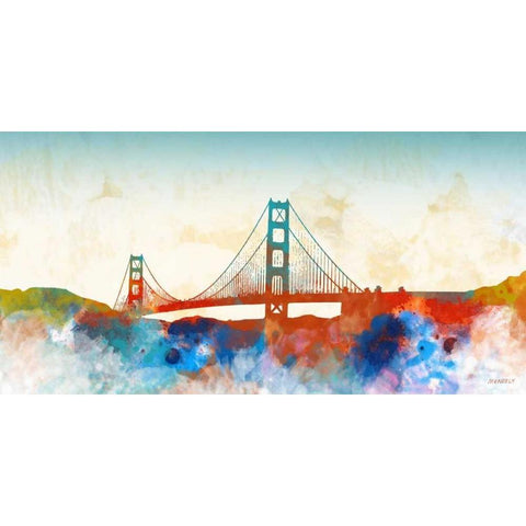 Golden Gate Gold Ornate Wood Framed Art Print with Double Matting by Meneely, Dan