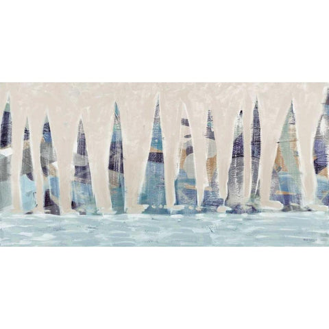 Dozen Muted Boats Panel Black Modern Wood Framed Art Print by Meneely, Dan