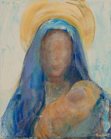 Mother and Child I Black Ornate Wood Framed Art Print with Double Matting by Maria, Robin