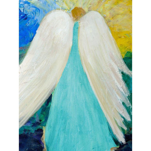 Dreams and Angel Wings White Modern Wood Framed Art Print by Maria, Robin