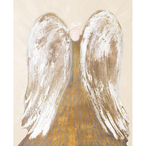 Golden Angel Wings Black Modern Wood Framed Art Print with Double Matting by Maria, Robin