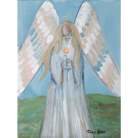 Angel in Spring White Modern Wood Framed Art Print by Maria, Robin