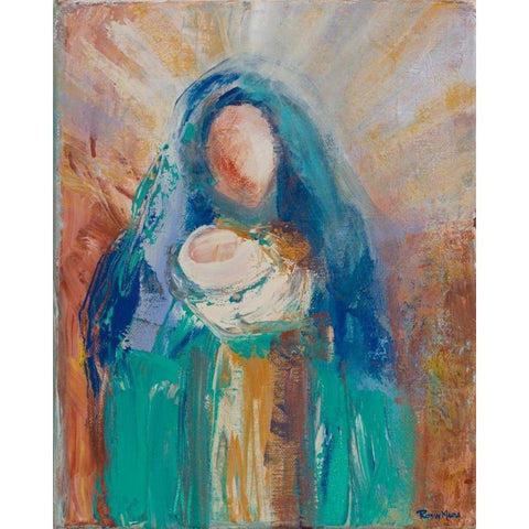 Mother and Child II Black Modern Wood Framed Art Print with Double Matting by Maria, Robin