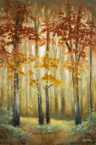 Woodland Glow I White Modern Wood Framed Art Print with Double Matting by Marcon, Michael