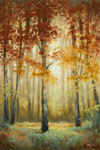 Woodland Glow II White Modern Wood Framed Art Print with Double Matting by Marcon, Michael