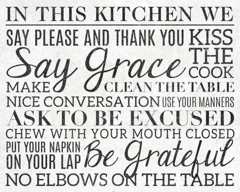 Kitchen Rules I White Modern Wood Framed Art Print with Double Matting by Studio, Sd Graphics