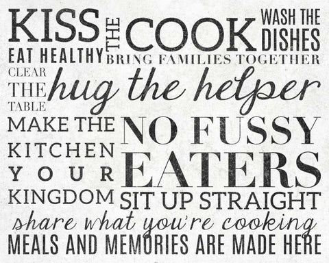 Kitchen Rules II White Modern Wood Framed Art Print with Double Matting by Studio, Sd Graphics