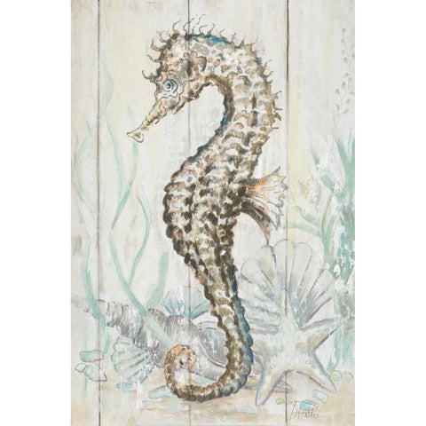 Antique Sea Horse II White Modern Wood Framed Art Print by Pinto, Patricia