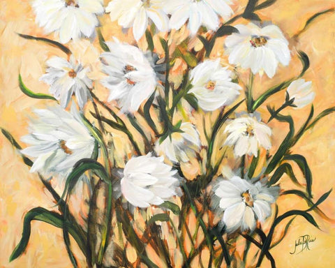 Wild Daisies Black Ornate Wood Framed Art Print with Double Matting by DeRice, Julie