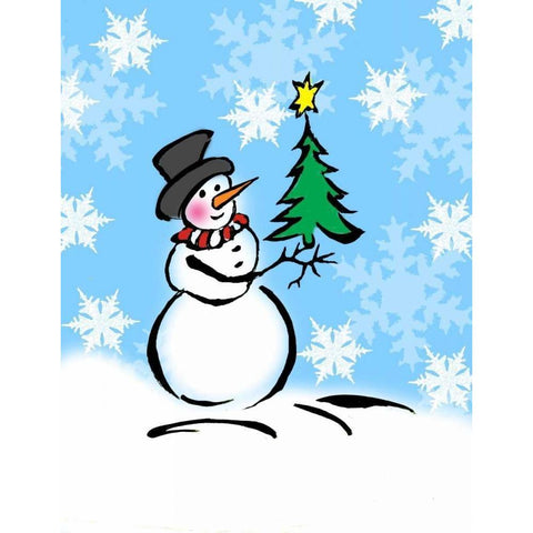 Silly Snowmen III White Modern Wood Framed Art Print by Biscardi, Nicholas