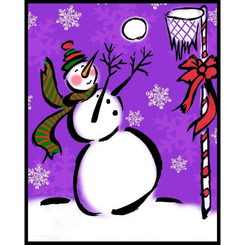 Silly Snowmen VII Black Modern Wood Framed Art Print with Double Matting by Biscardi, Nicholas