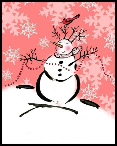 Silly Snowmen XI White Modern Wood Framed Art Print with Double Matting by Biscardi, Nicholas