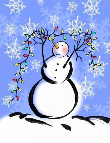 Silly Snowmen I White Modern Wood Framed Art Print with Double Matting by Biscardi, Nicholas