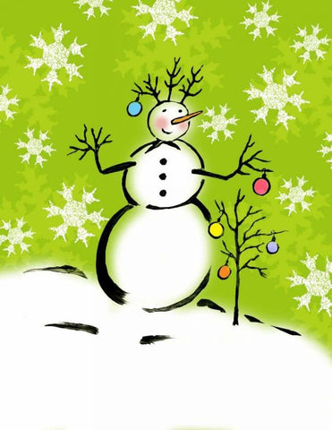 Silly Snowmen IV White Modern Wood Framed Art Print with Double Matting by Biscardi, Nicholas