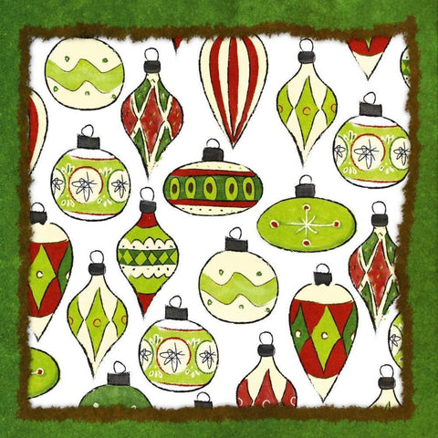 Whimsical Ornaments I Black Modern Wood Framed Art Print with Double Matting by SD Graphics Studio