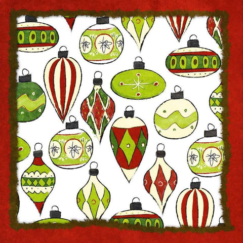 Whimsical Ornaments II Black Modern Wood Framed Art Print with Double Matting by SD Graphics Studio
